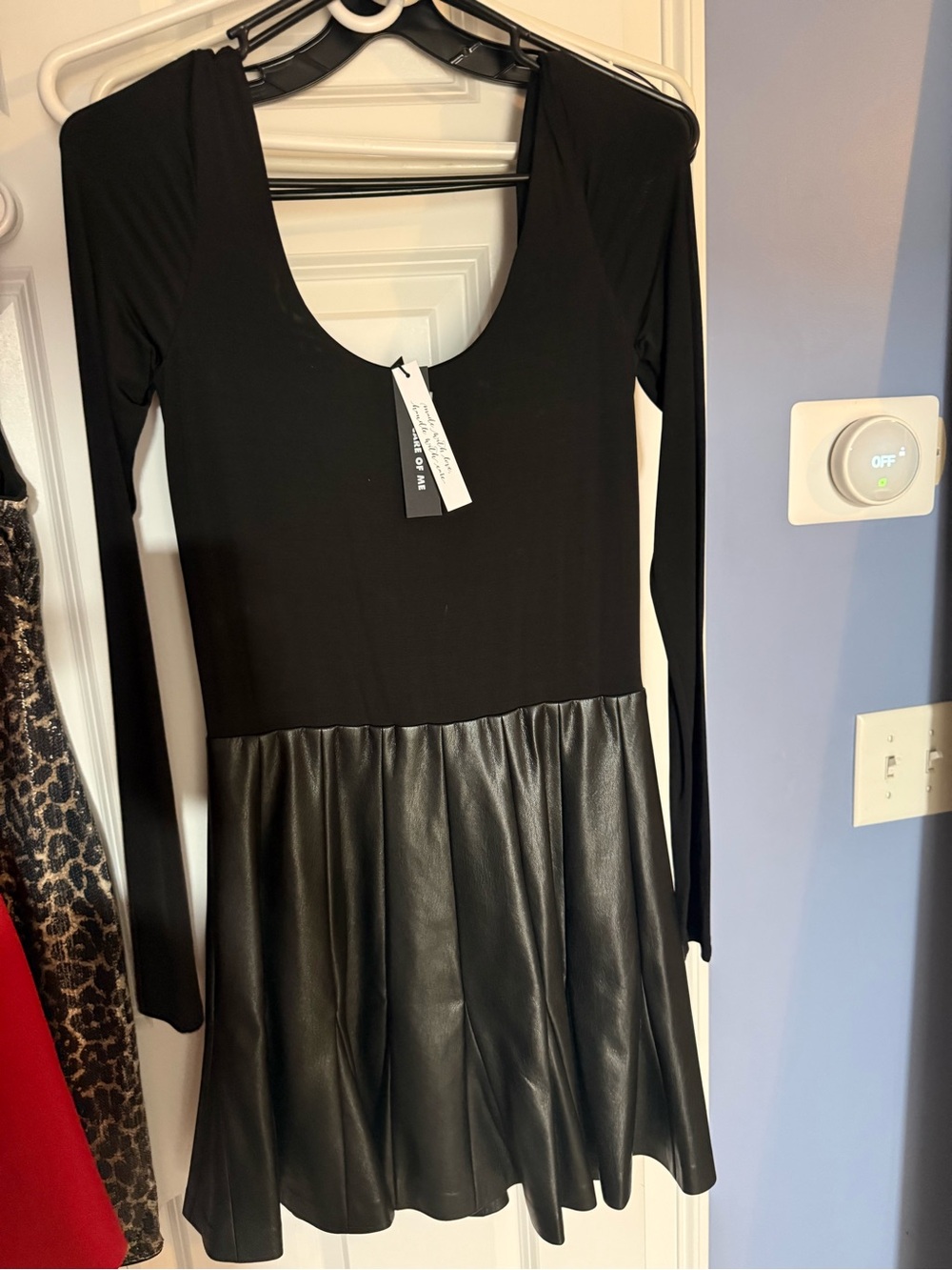 Alice + Olivia Black Long Sleeve Fit-and-Flare Dress